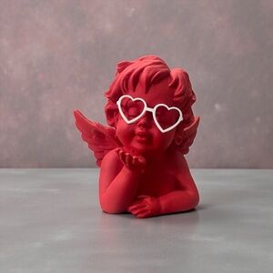Red Cupid Figurine with White Heart Sunglasses